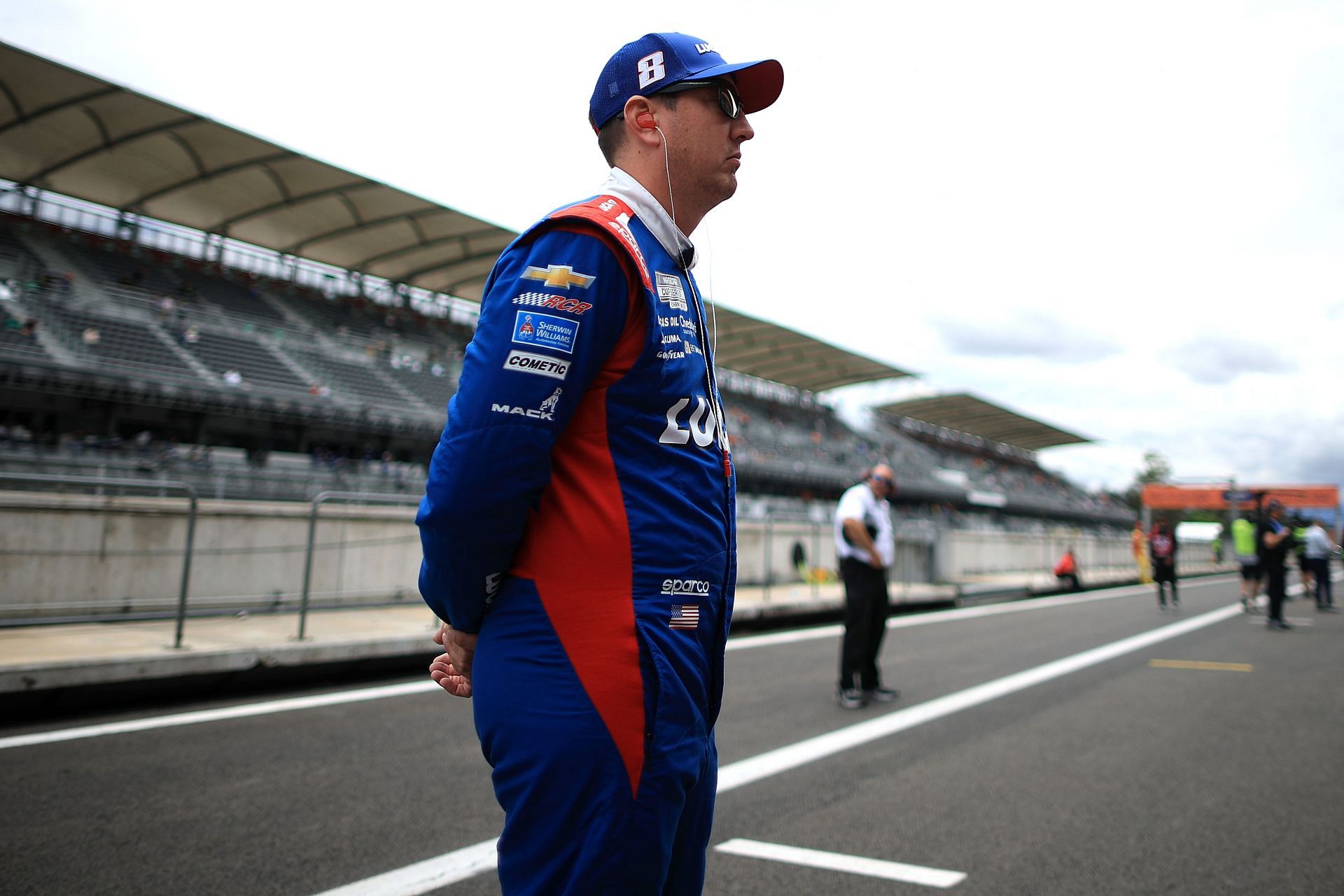 Kyle Busch (8) in the garage area during the NASCAR Viva Mexico 250 at Autodromo Hermanos Rodriguez. Source: Getty